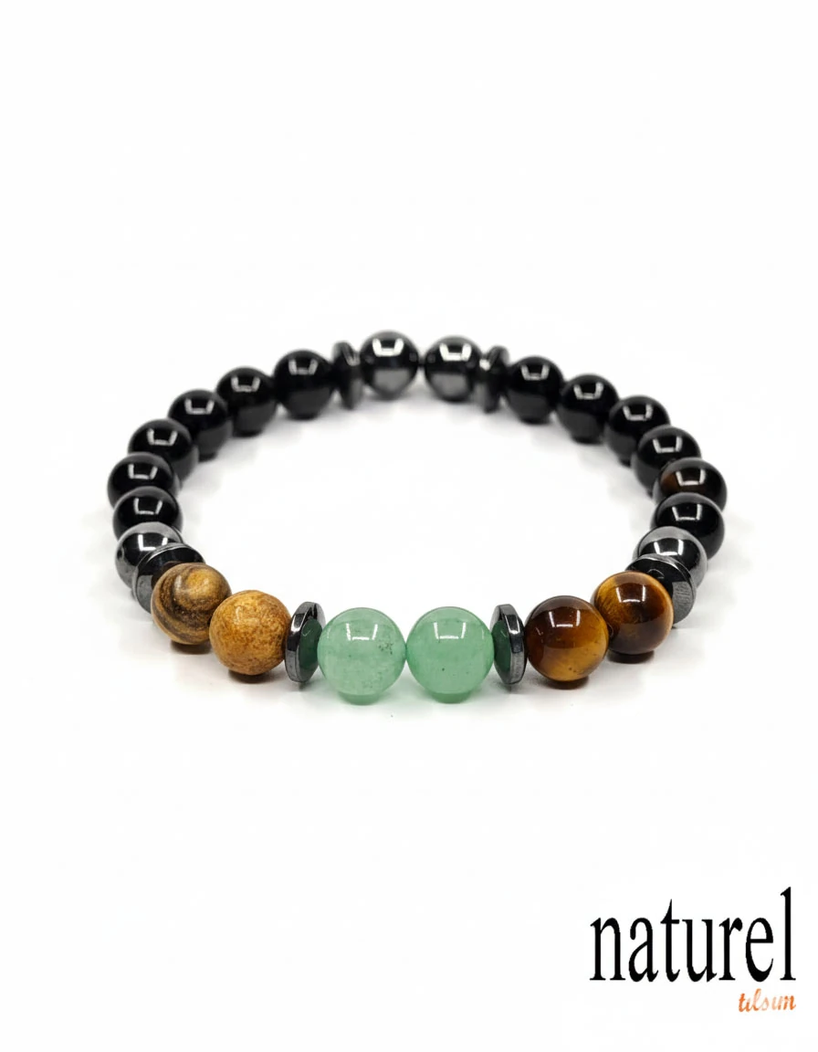 Koç Burcu Doğal Taş Bileklik | Kaplangözü-Aventurin-Jasper-Oniks 