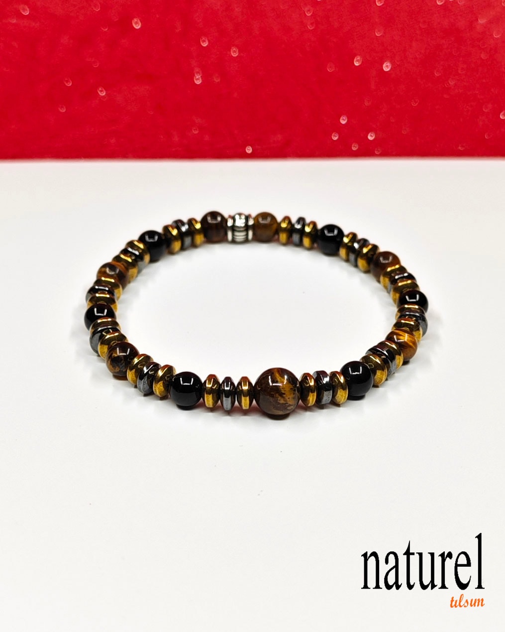 Kaplan Gözü - Oniks - Hematit 6mm Unisex Bileklik 