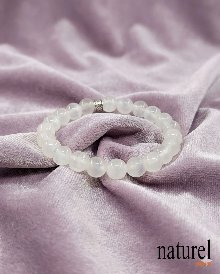 Selenit 8mm Doğal Taş Unisex Bileklik