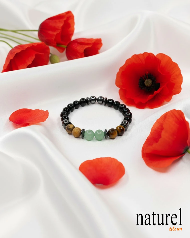 Koç Burcu Doğal Taş Bileklik | Kaplangözü-Aventurin-Jasper-Oniks 