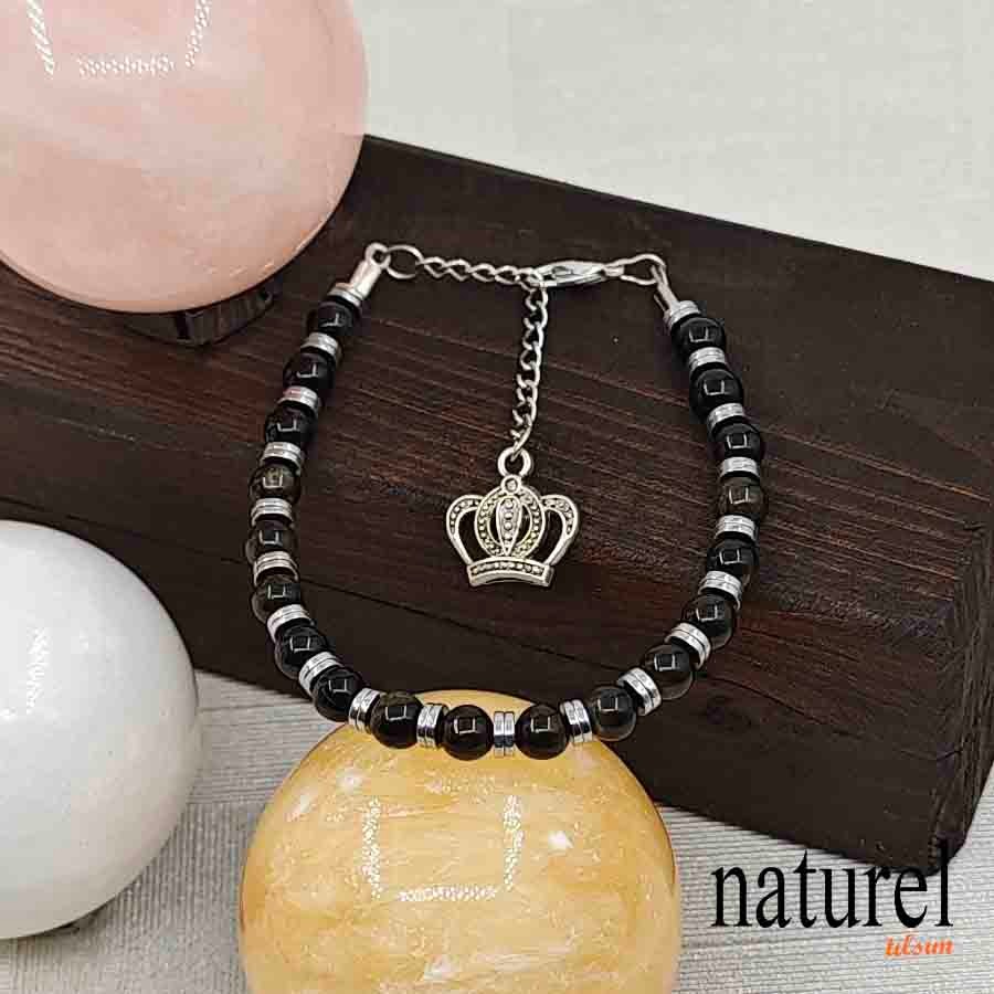 Obsidyen Doğal Taş 6mm Bileklik
