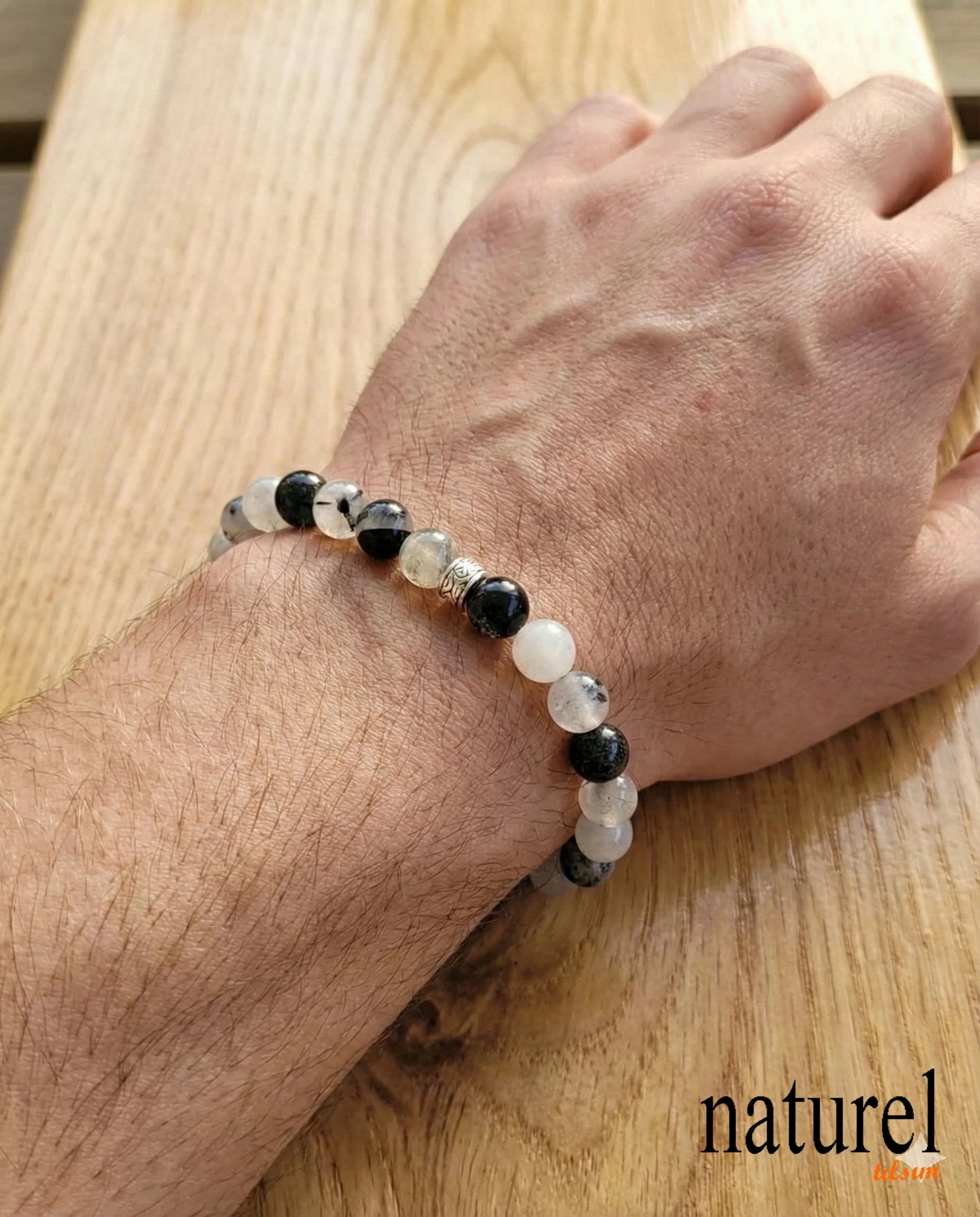 Oriijnal Rutil Kuvars Alaca Taş 8mm Doğal Taş Bileklik