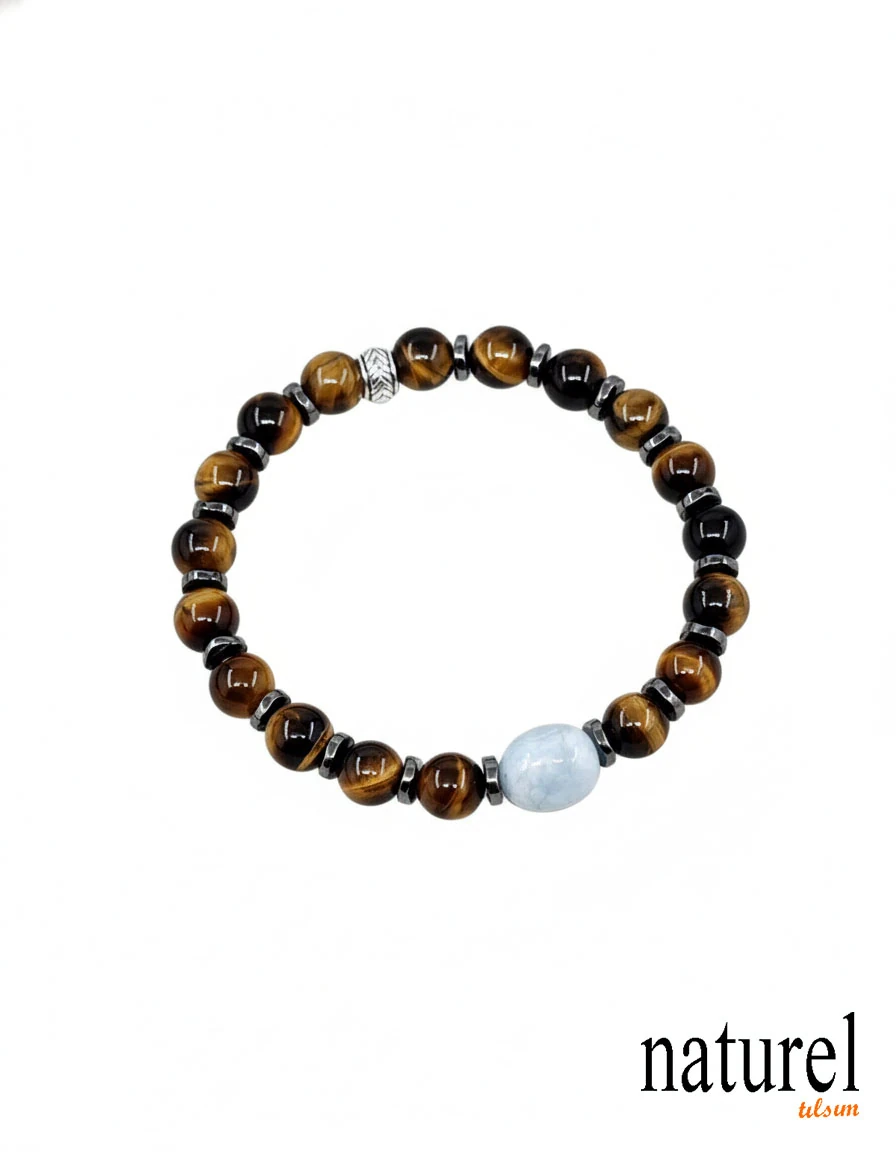 Kaplan Gözü 8mm Doğal Taş Bileklik