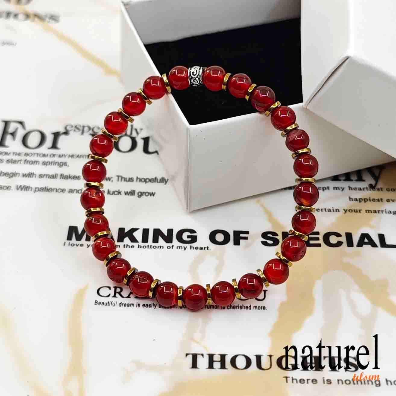 Akik 6mm Doğal Taş Unisex Bileklik