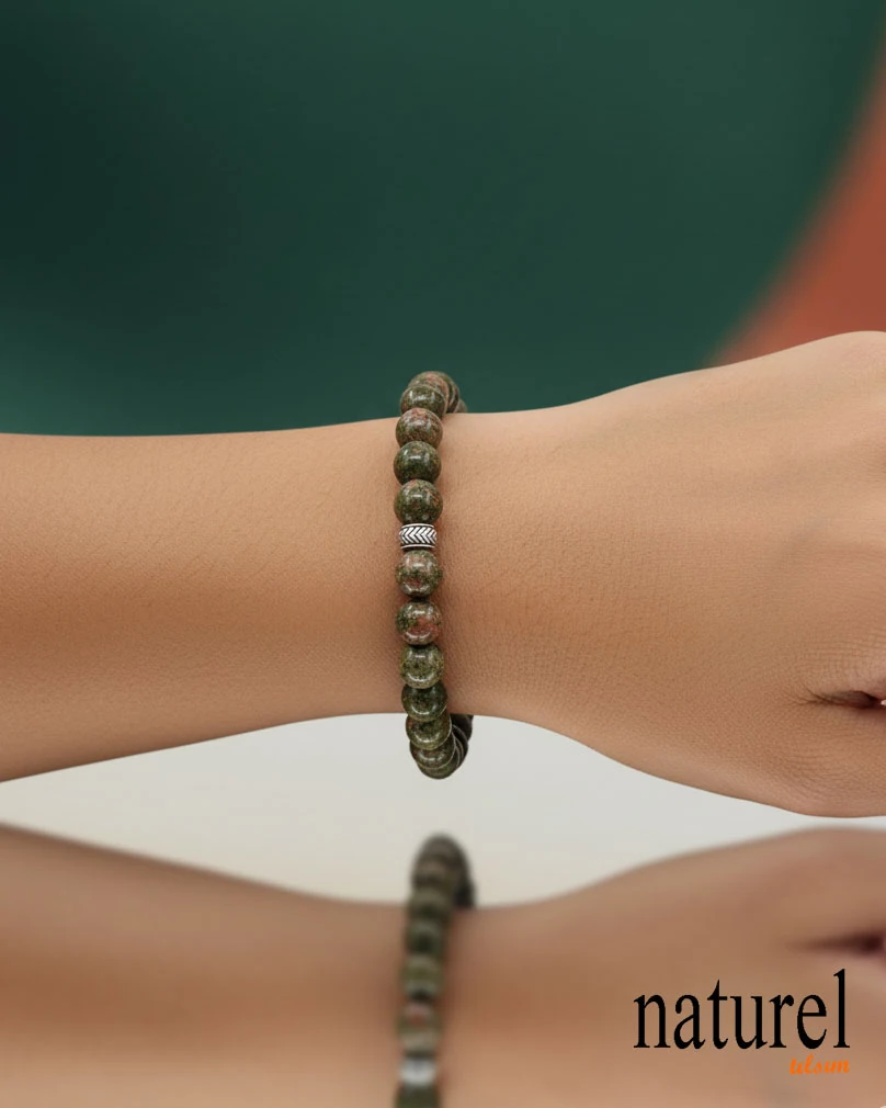 Unakit 8mm Doğal Taş Unisex Bileklik