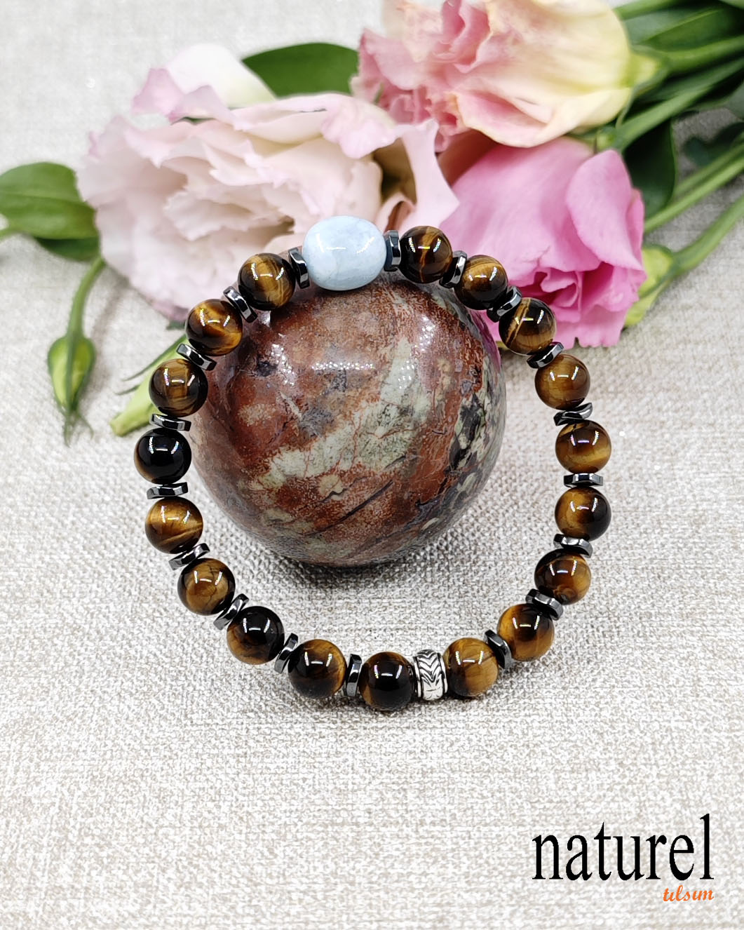 Kaplan Gözü 8mm Doğal Taş Bileklik