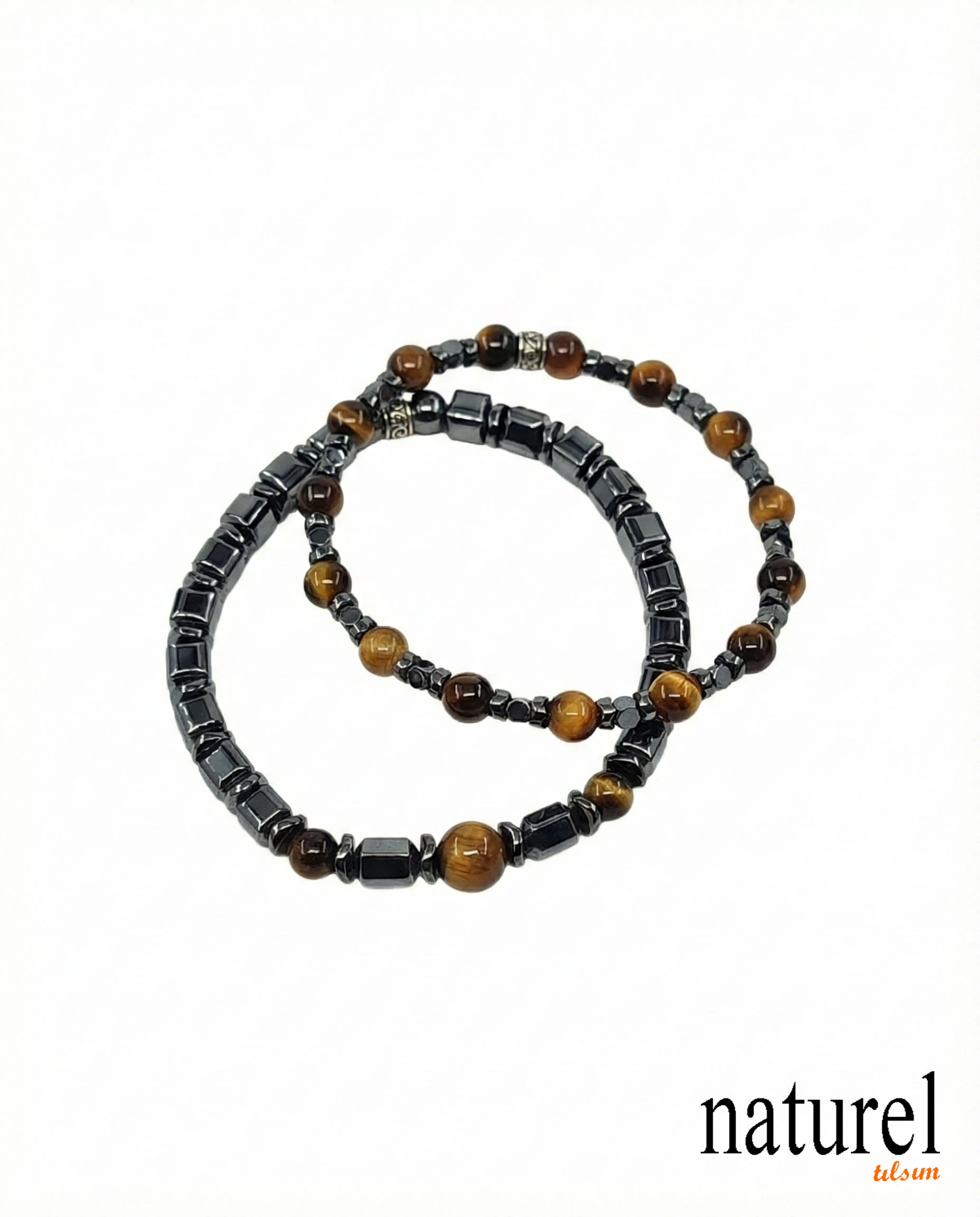  Kaplan Gözü Hematit 6mm Doğal Taş Kombin Bileklik