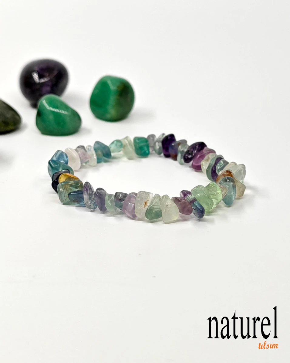 Florit Doğal Kırık Taş Unisex Bileklik
