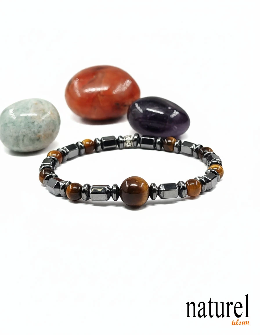 Kaplan Gözü 6mm Doğal Taş Bileklik