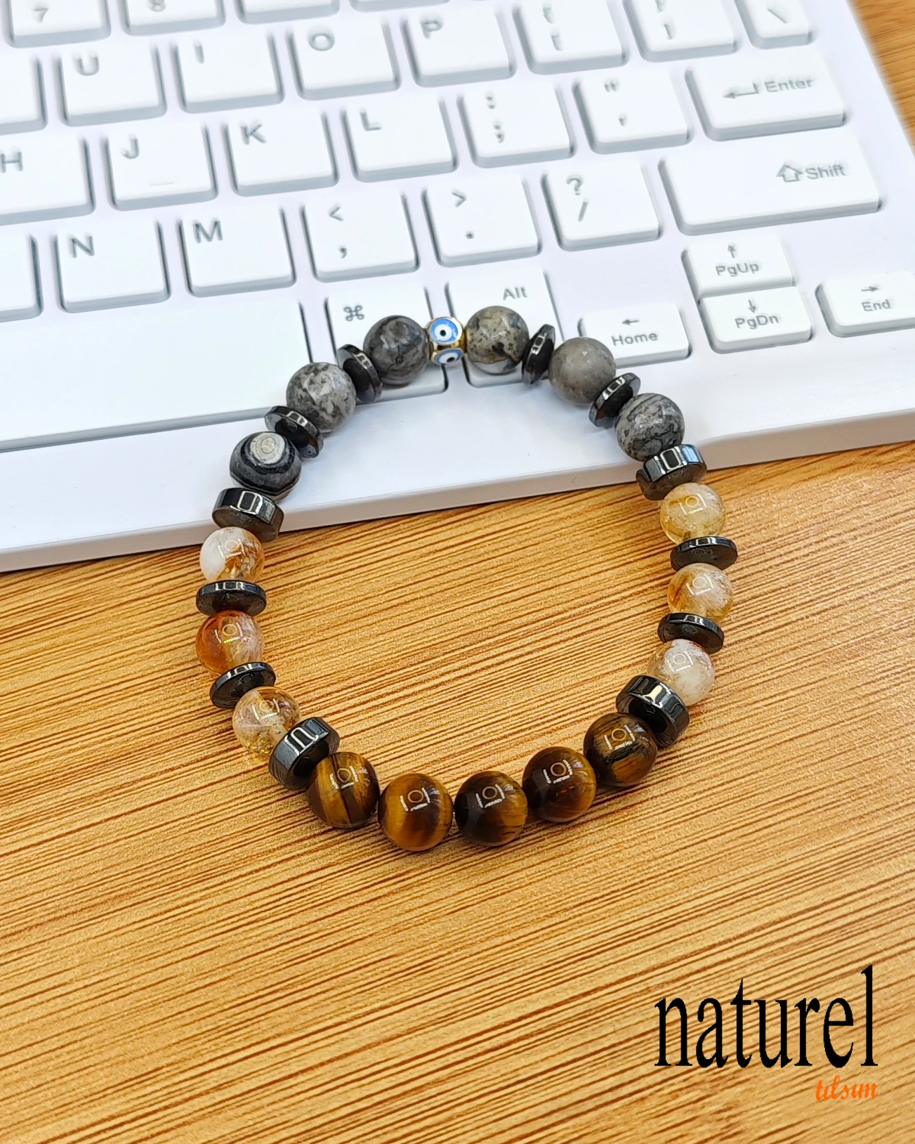 Orijinal Başak Burcu Bileklik | Jasper, Sitrin, Kaplan Gözü 