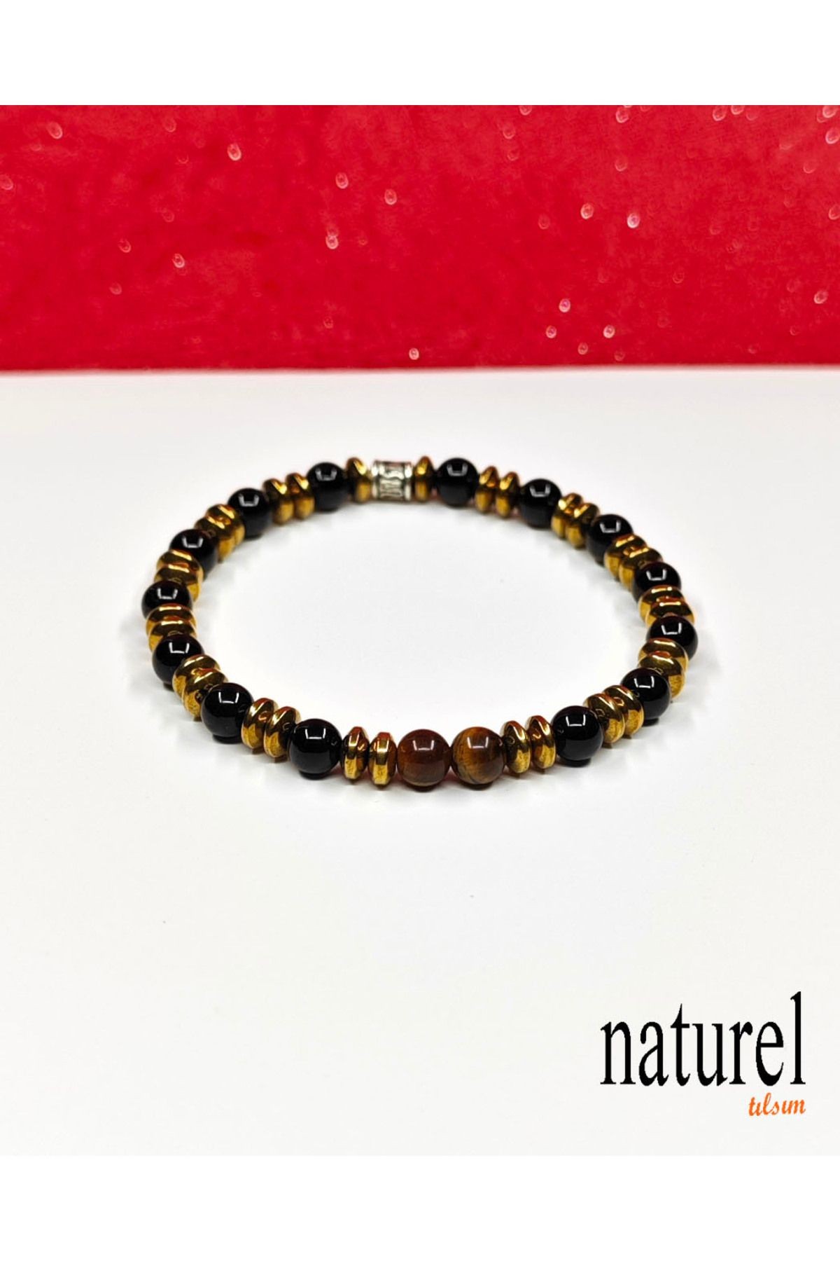 Kaplan Gözü - Oniks - Hematit 6mm Unisex Bileklik