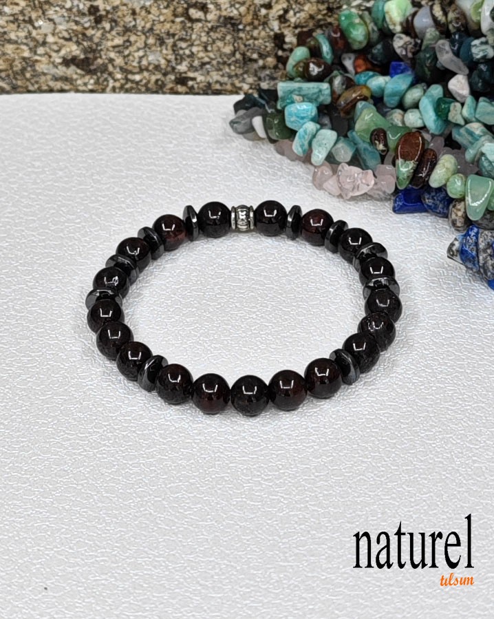 Garnet (Lal) 8mm Doğal Taş Unisex Bileklik