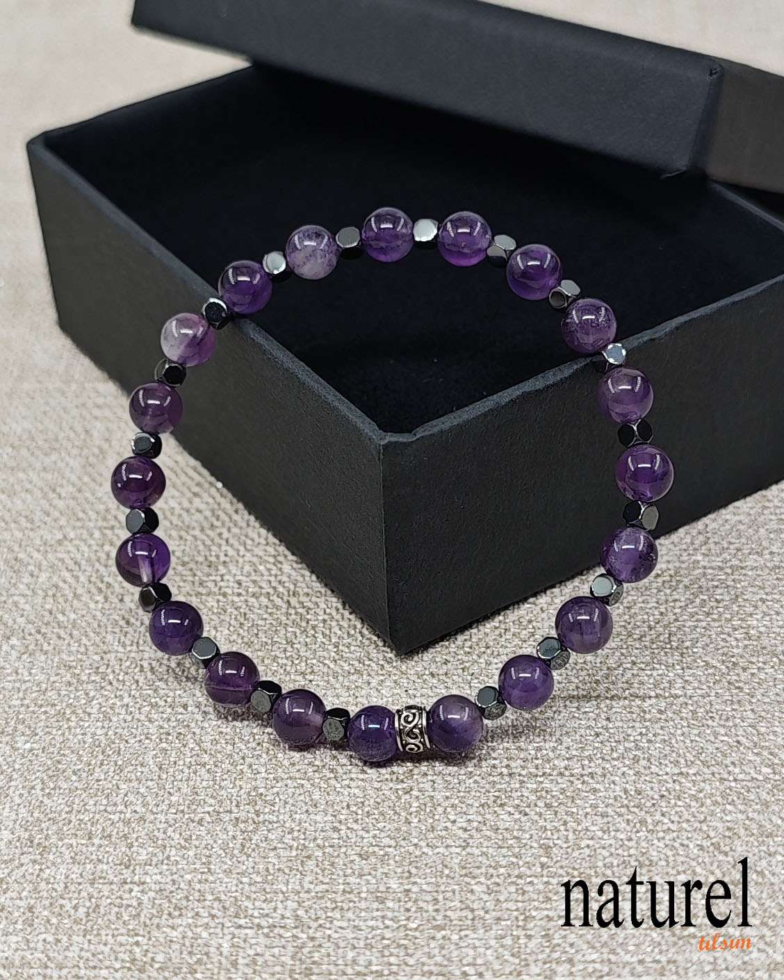 Ametist 6mm Doğal Taş Bileklik