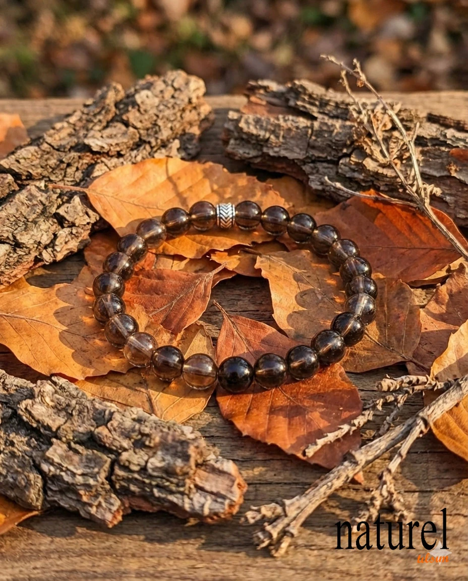 Orijinal Dumanlı Kuvars 8mm Doğal Taş Unisex Bileklik