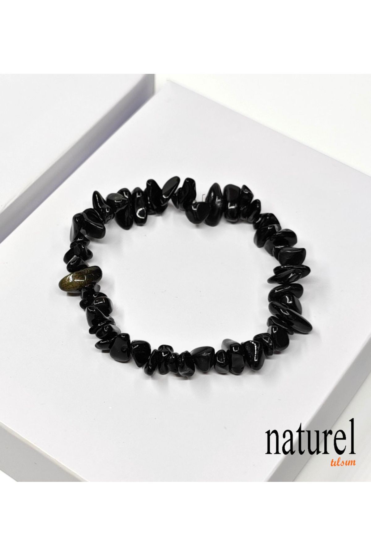 Obsidyen Kırık Doğal Taş Unisex Bileklik