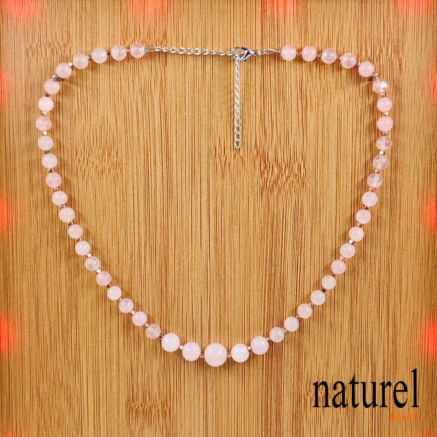 Pembe Kuvars Choker Kolye