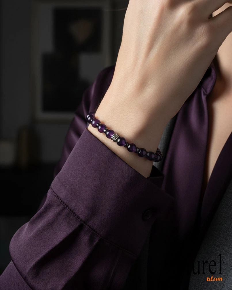 Ametist 6mm Doğal Taş Bileklik