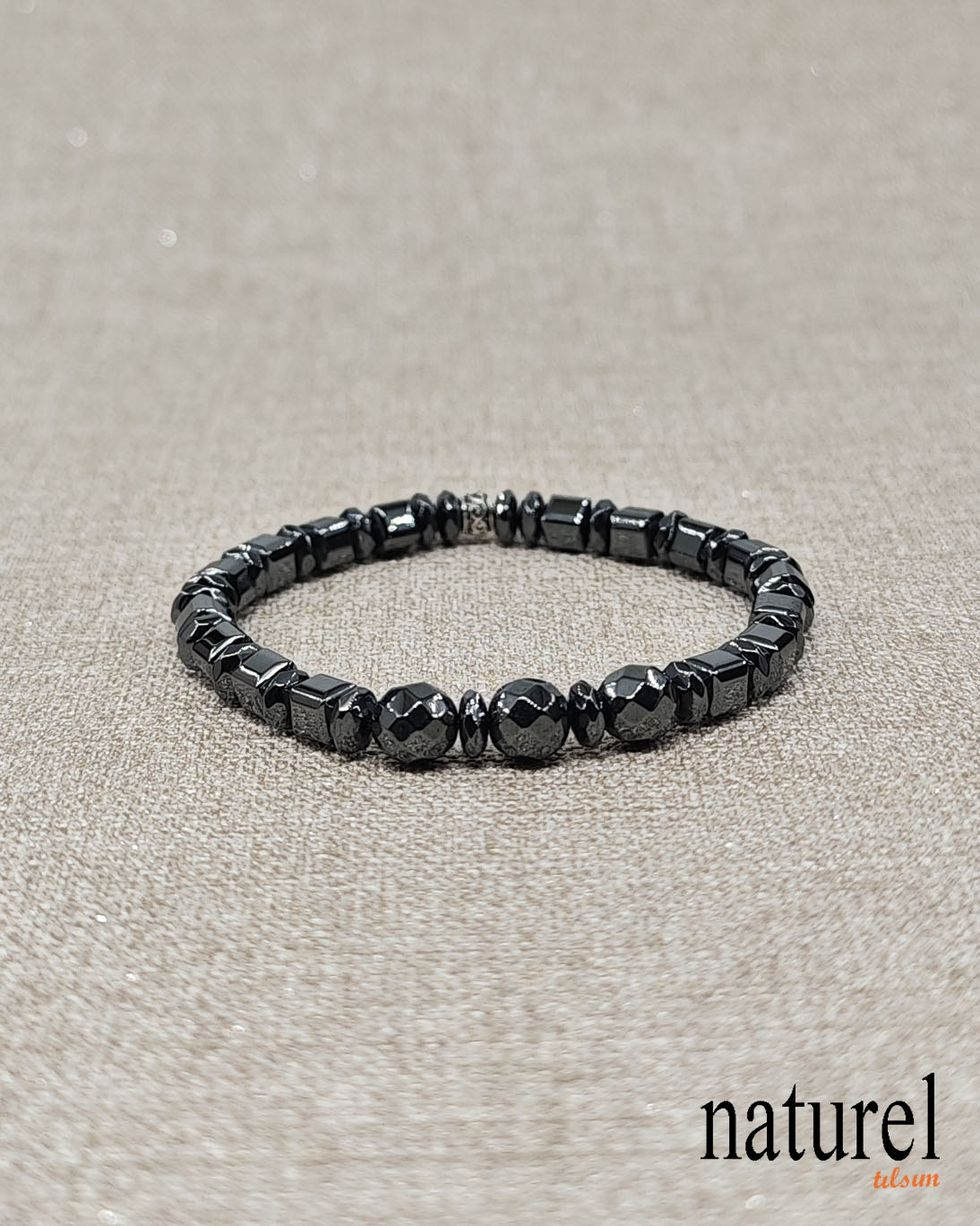 Doğal Taş 8mm Fasetli Hematit  Bileklik