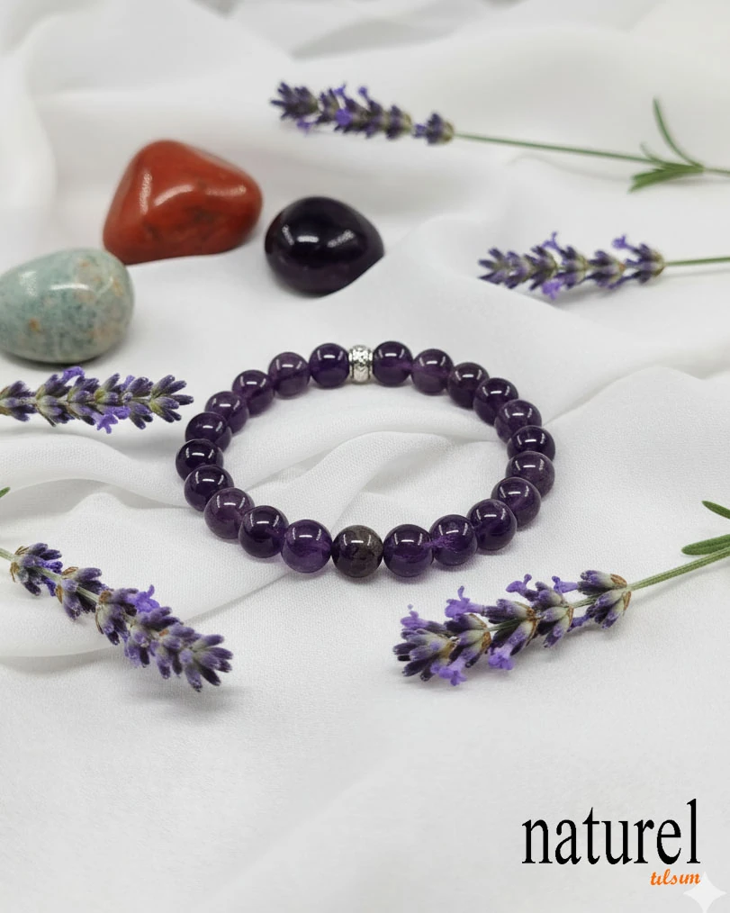 Ametist 8mm Doğal Taş Bileklik