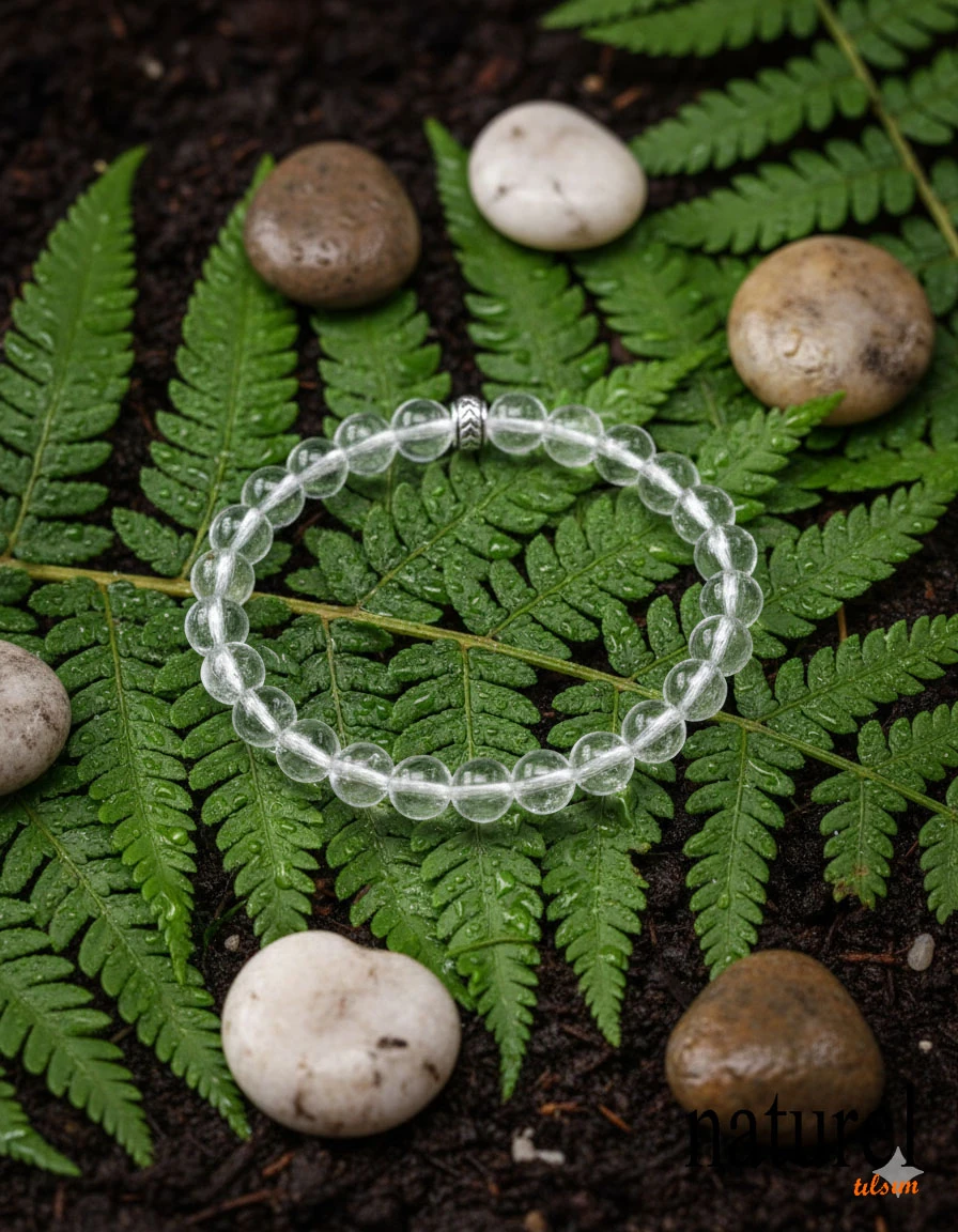 Kristal Kuvars 8mm Doğal Taş Unisex Bileklik