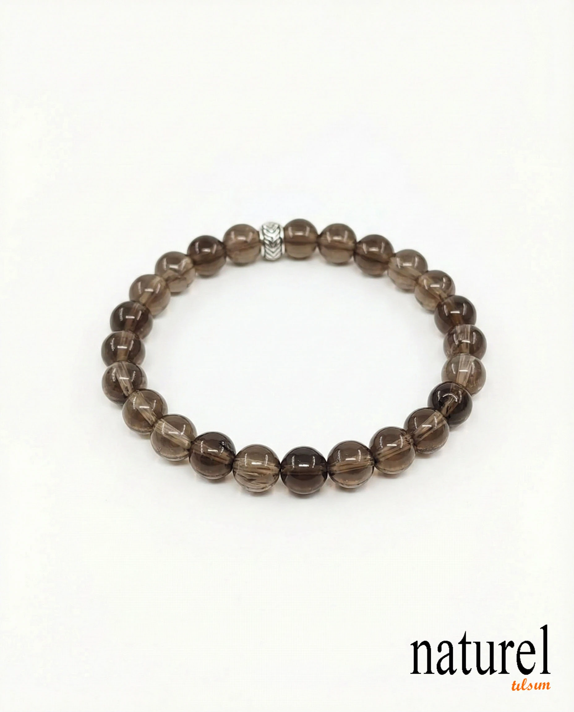 Orijinal Dumanlı Kuvars 8mm Doğal Taş Unisex Bileklik