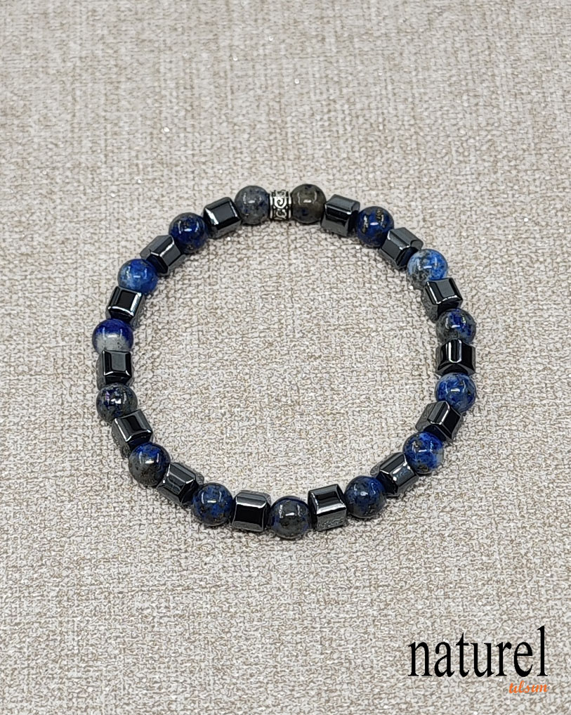 Lapis Lazuli Hematit 6mm Doğal Taş Bileklik