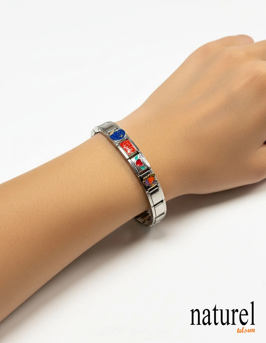 Unisex İtalyan Charm Bileklik Paslanmaz Çelik Bileklik