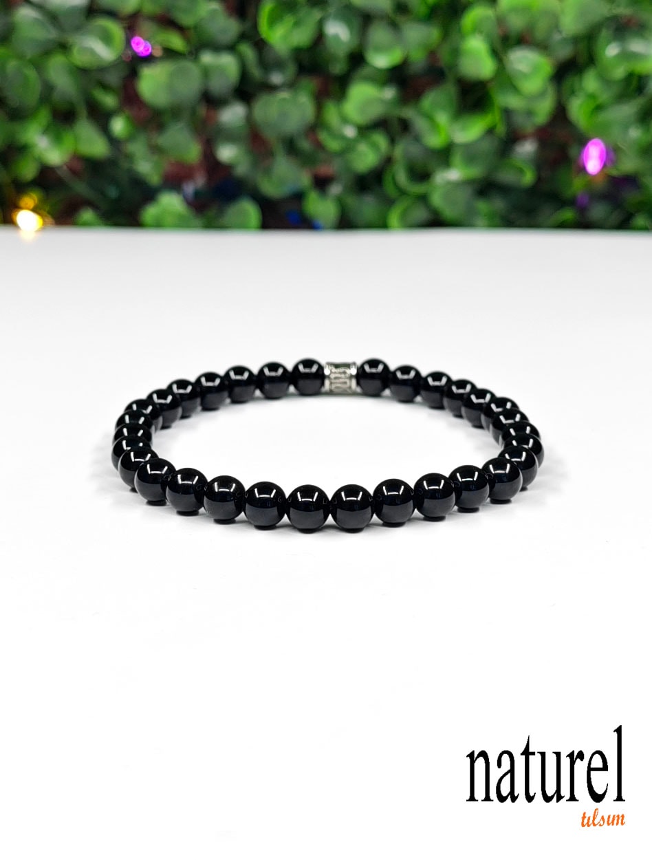 Oni̇ks 6mm Doğal Taş Unisex Bileklik 