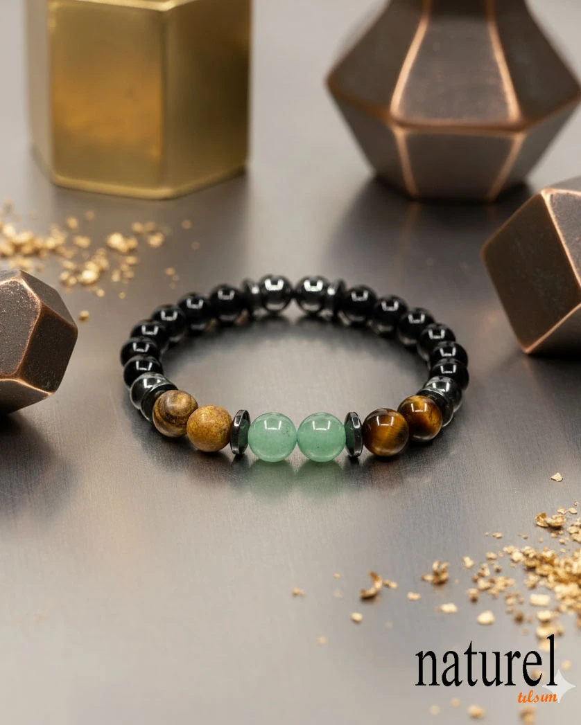 Koç Burcu Doğal Taş Bileklik | Kaplangözü-Aventurin-Jasper-Oniks 