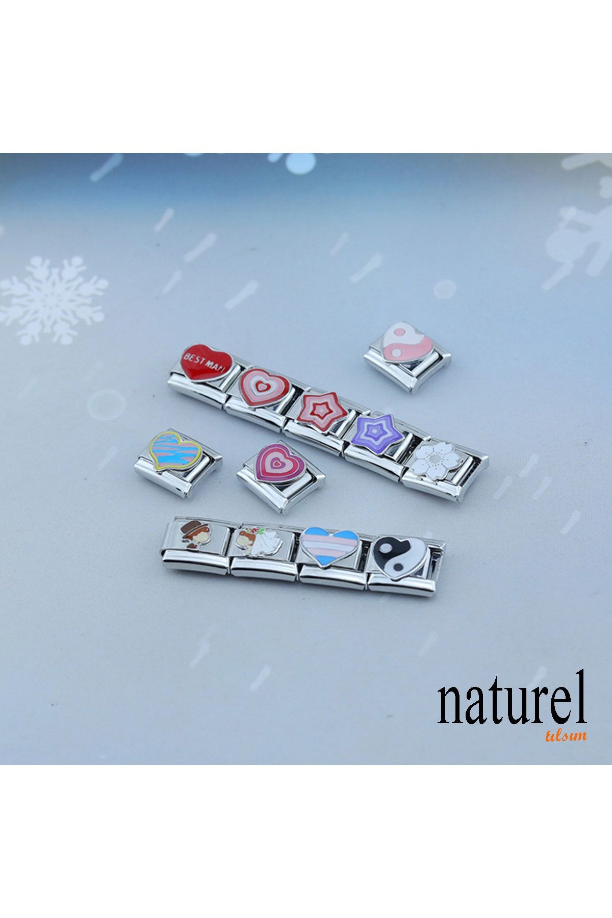 Unisex İtalyan Charm Bileklik Paslanmaz Çelik Bileklik