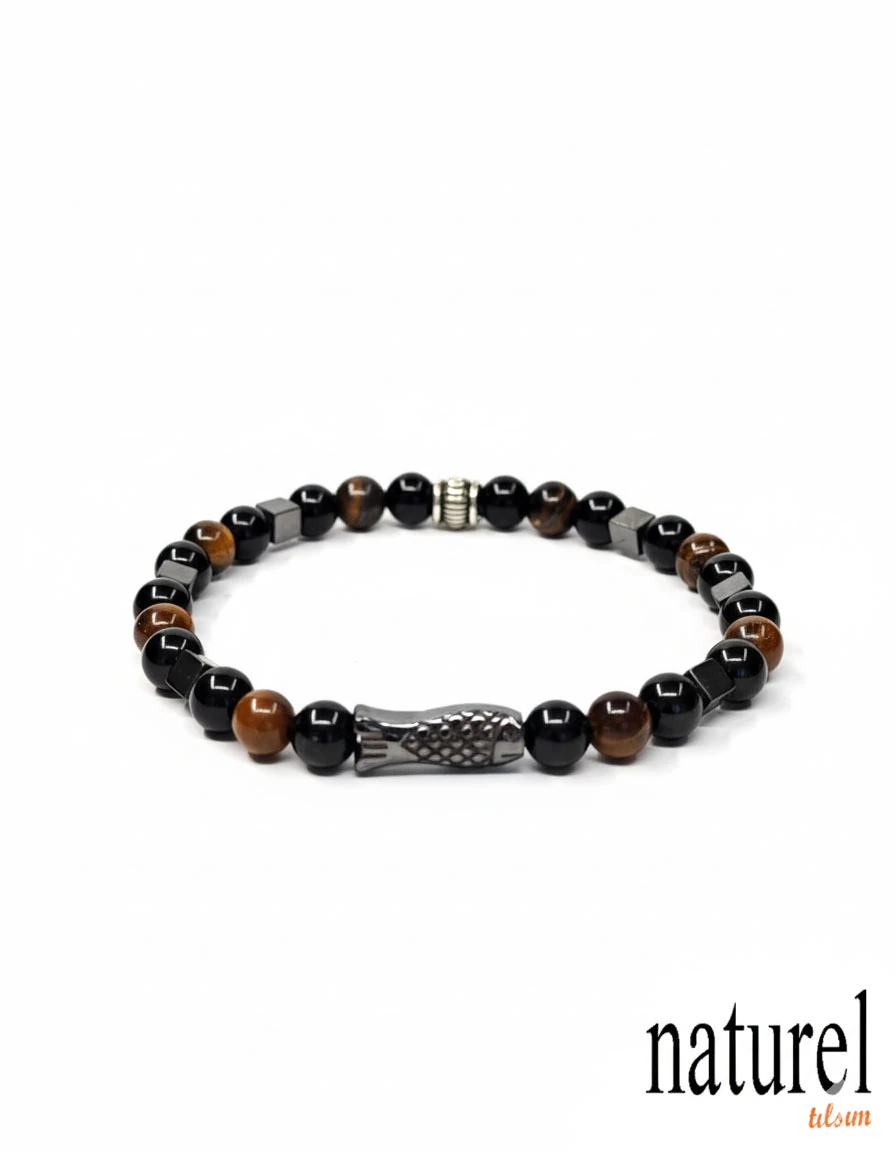 Doğal Taş Hematit - Kaplan Gözü - Oniks Bileklik 