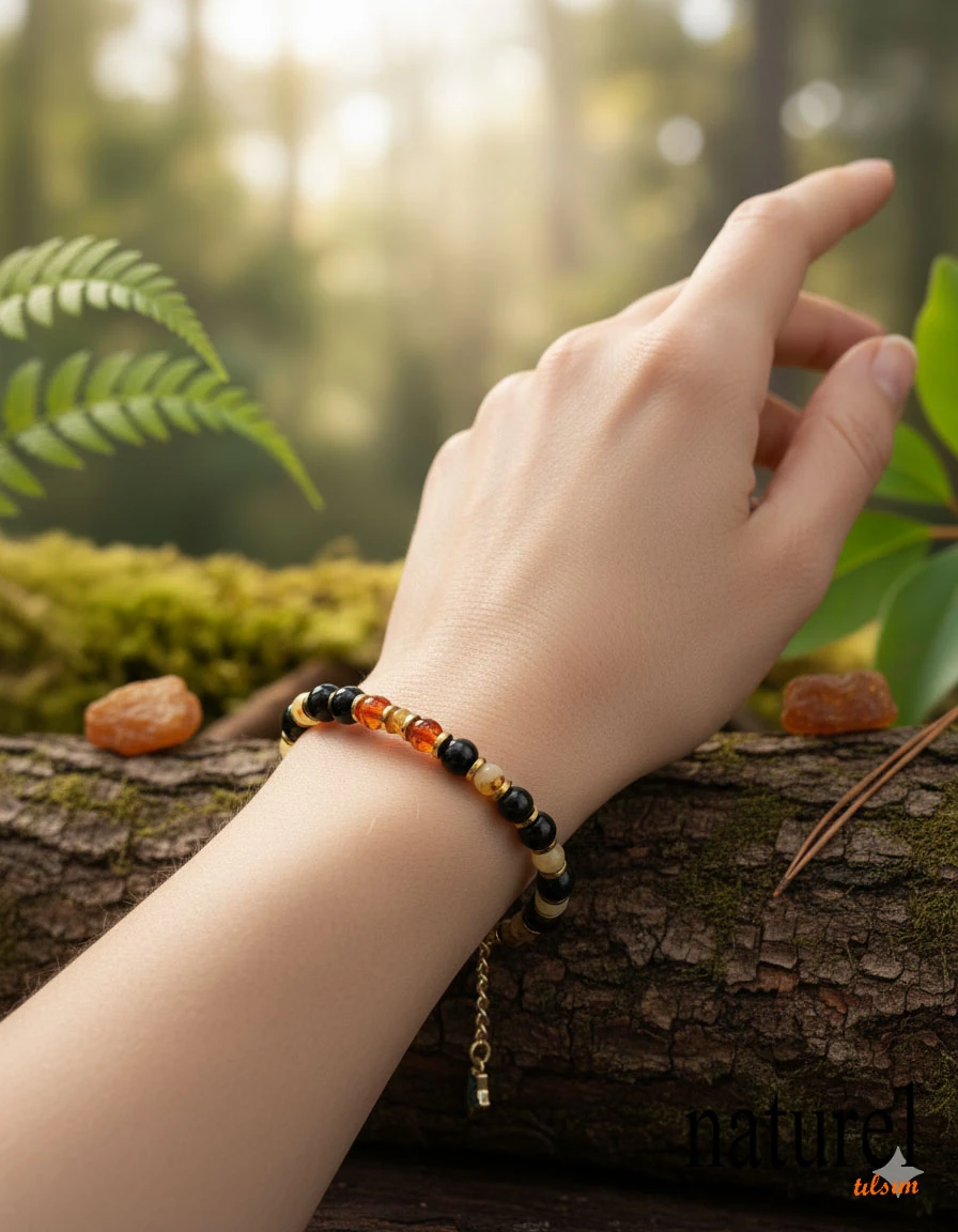 Doğal Taş Kehribar Bileklik | Uyumlu Taşlar Serisi