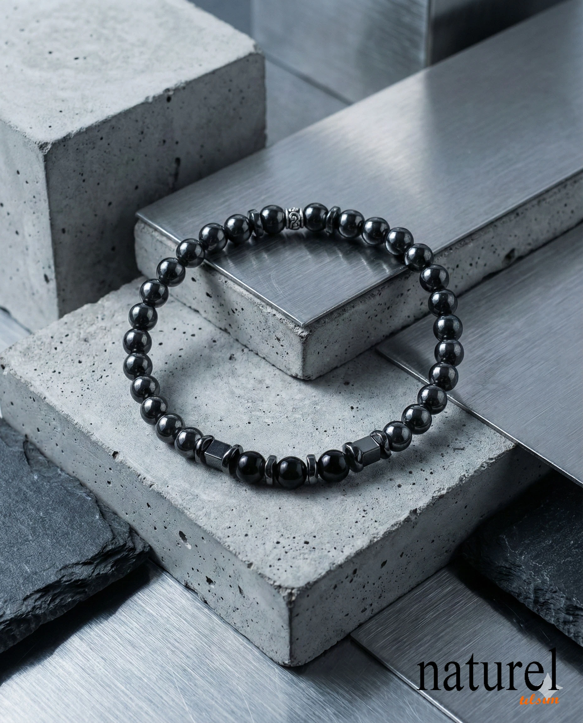 Doğal Taş Hematit Bileklik