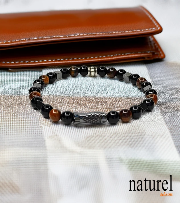 Doğal Taş Hematit - Kaplan Gözü - Oniks Bileklik 