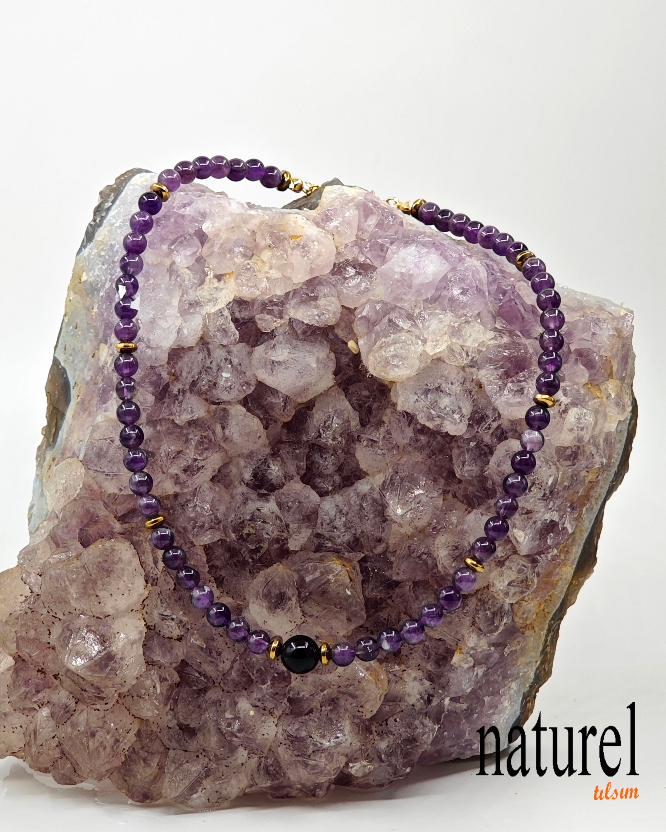 Ametist Doğal Taş Choker Kolye