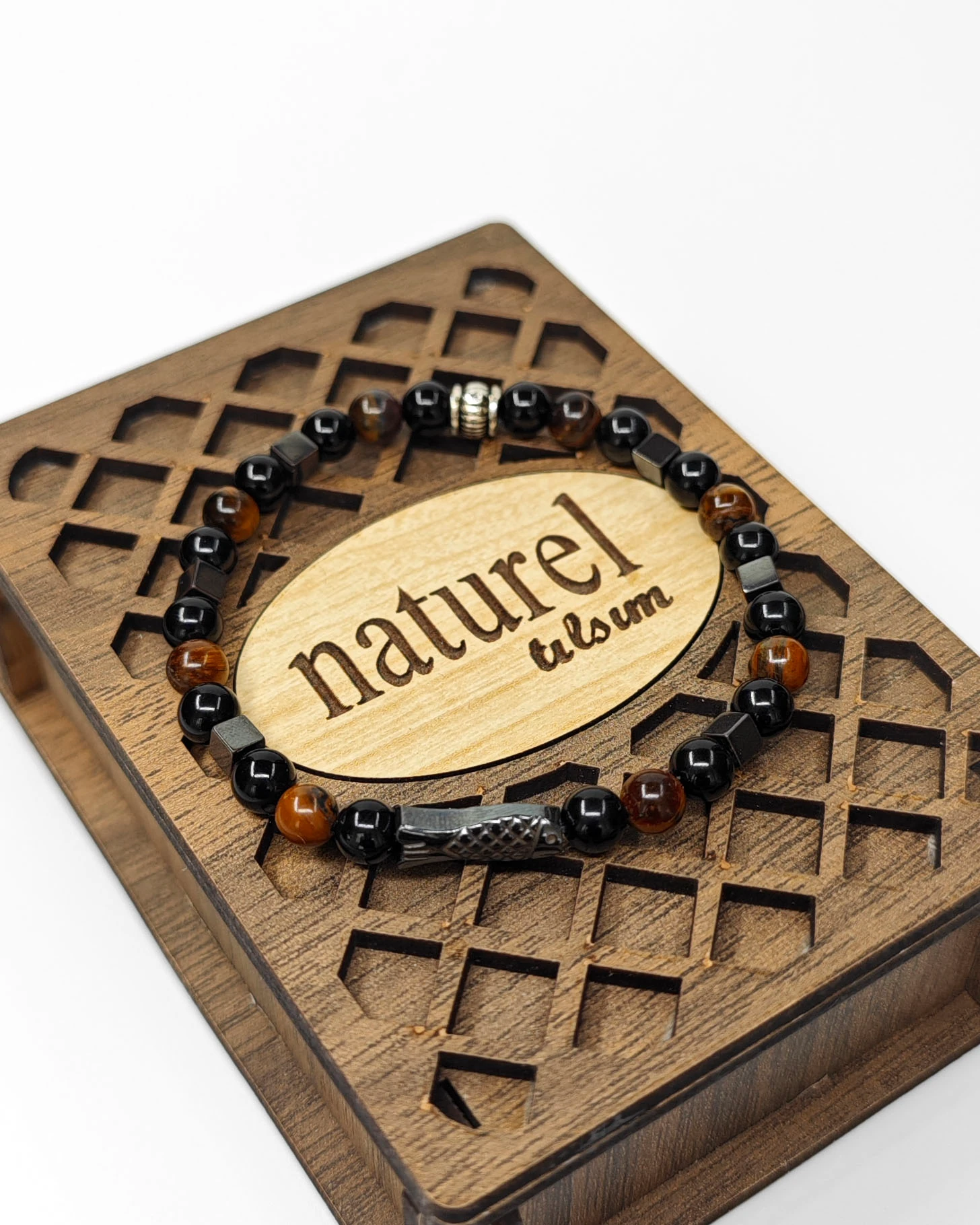 Doğal Taş Hematit - Kaplan Gözü - Oniks Bileklik 