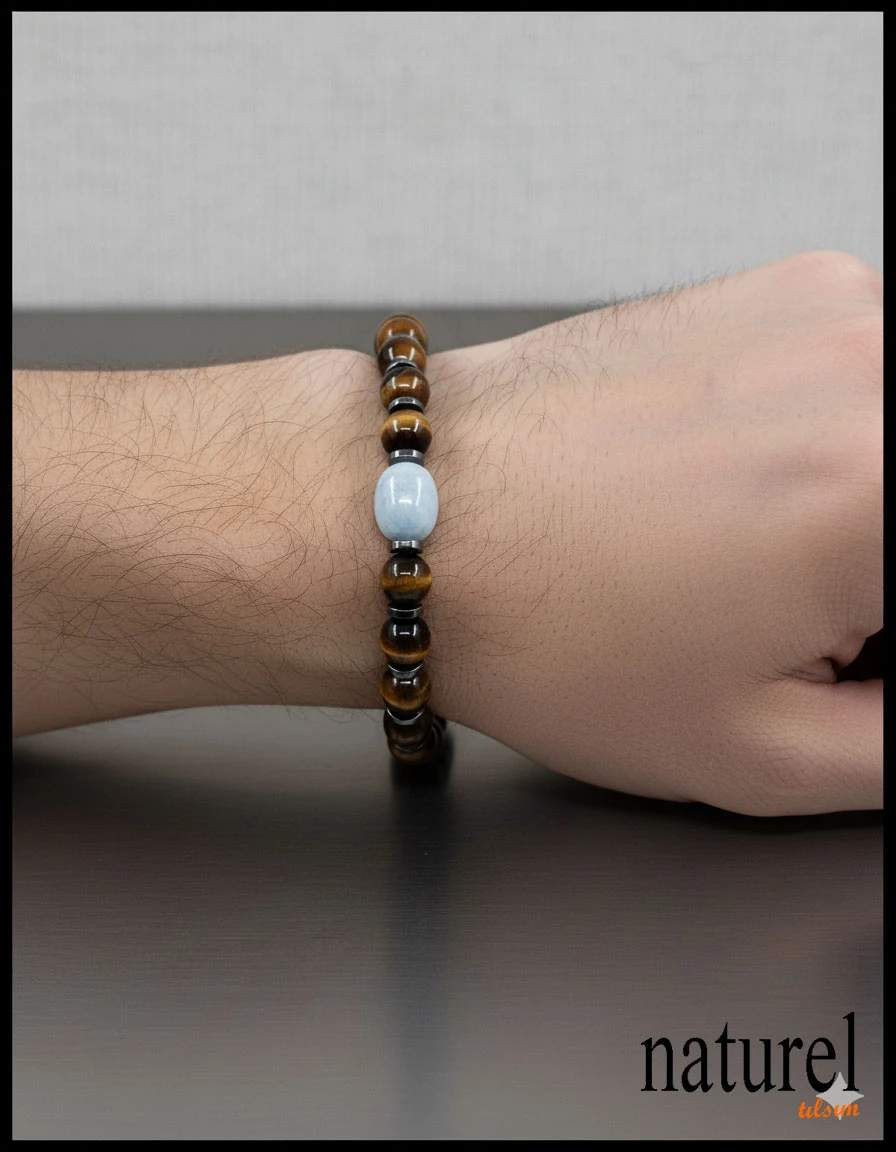 Kaplan Gözü 8mm Doğal Taş Bileklik