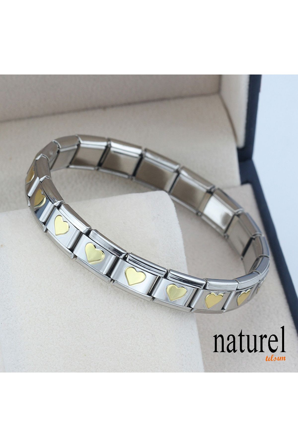 İtalyan Charm Çelik Kalp Unisex Bileklik