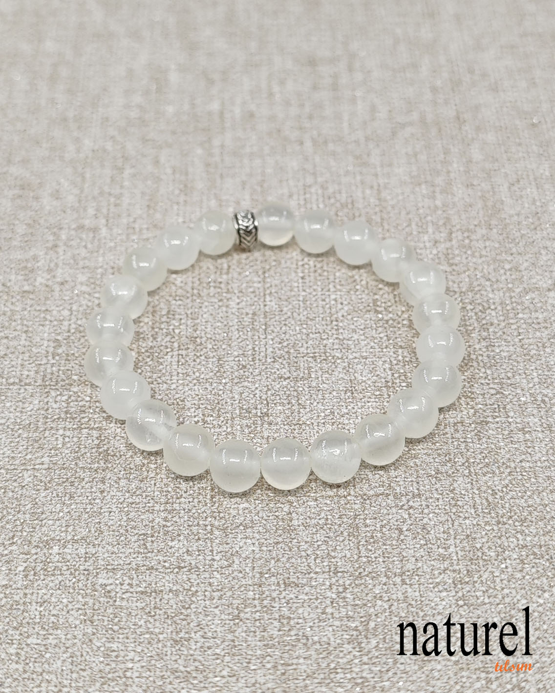 Selenit 8mm Doğal Taş Unisex Bileklik