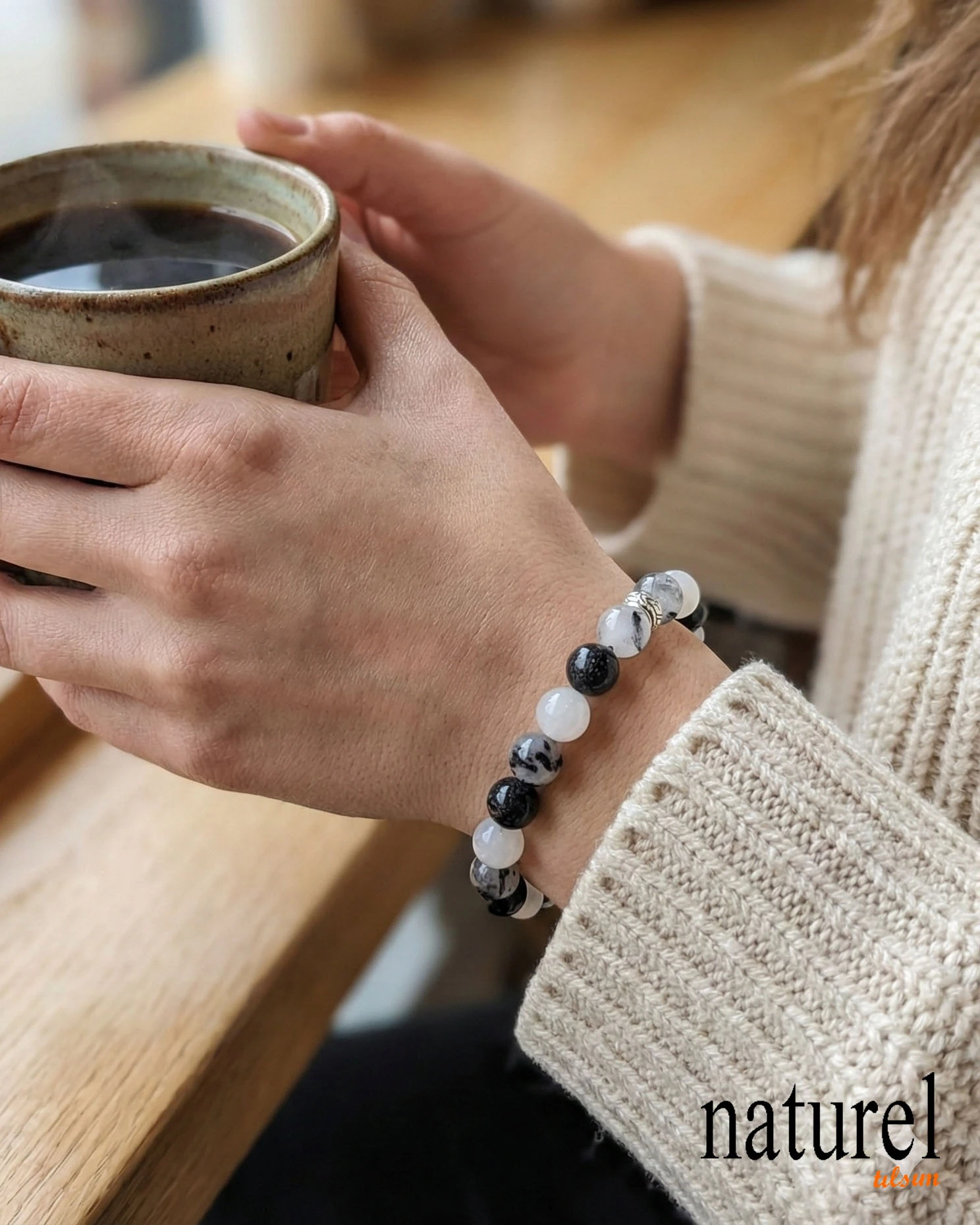 Oriijnal Rutil Kuvars Alaca Taş 8mm Doğal Taş Bileklik