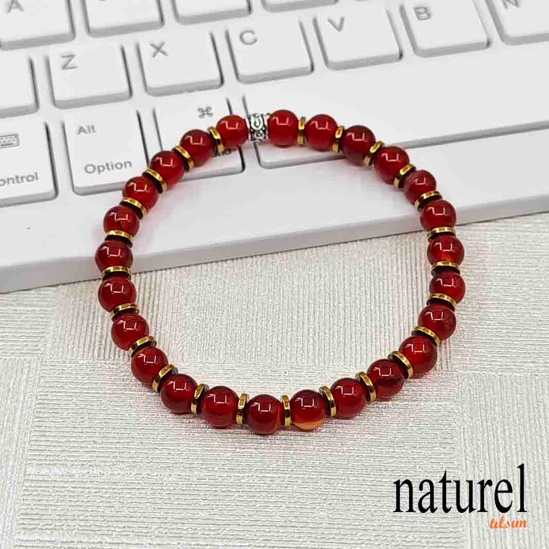 Akik 6mm Doğal Taş Unisex Bileklik