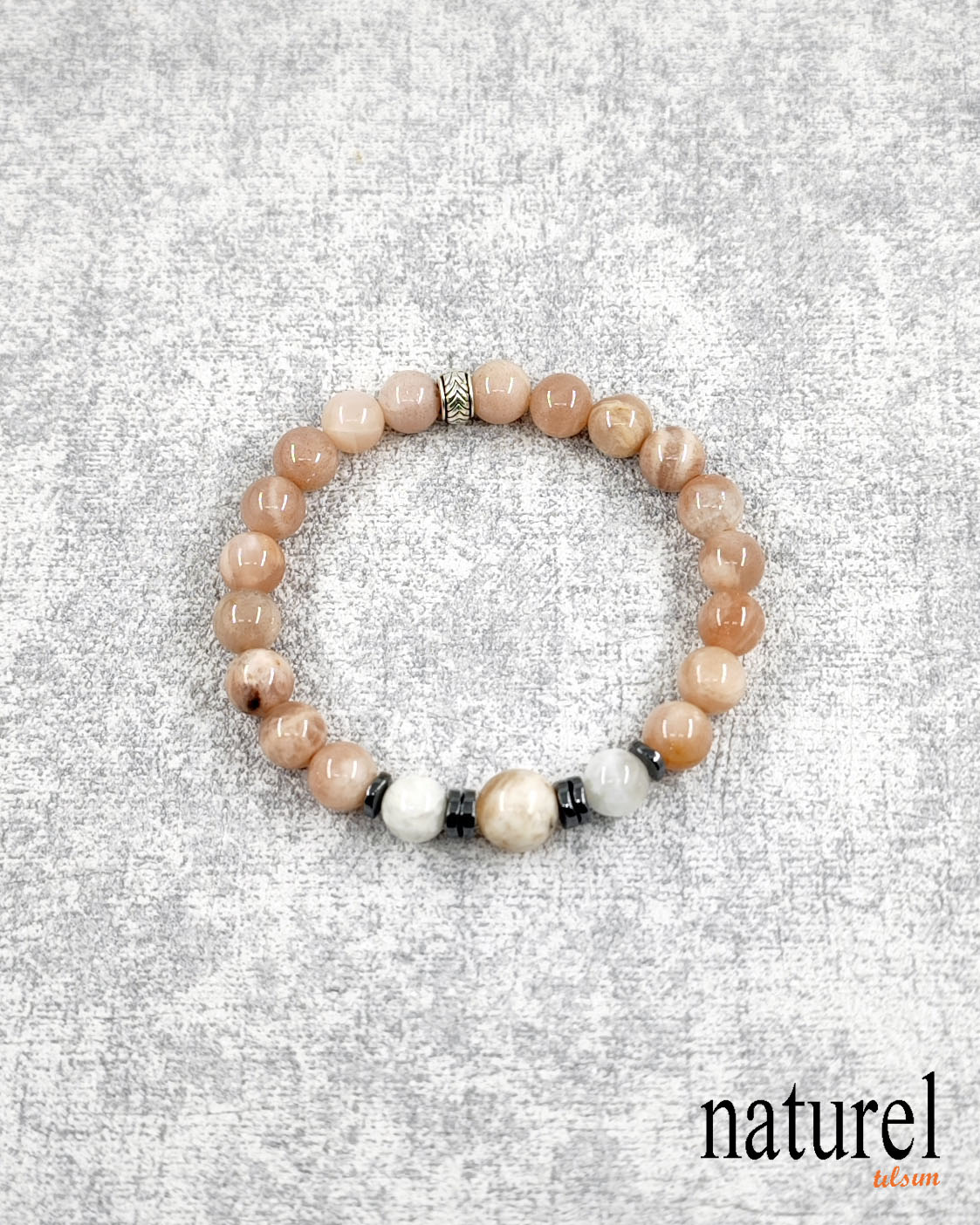 Doğal Güneş ve Ay Taşı Unisex Bileklik