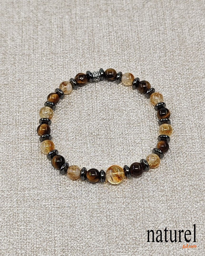 Sitrin Kaplan Gözü 6mm Doğal Taş Bileklik