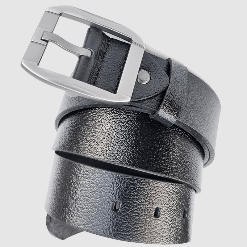 %100 Hakika Deri Kemer Erkek Spor Siyah 4 cm (Metal Köprü) / RS1077 Siyah (Bison)