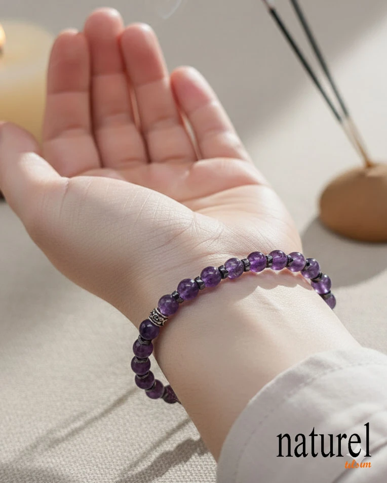Ametist 6mm Doğal Taş Bileklik