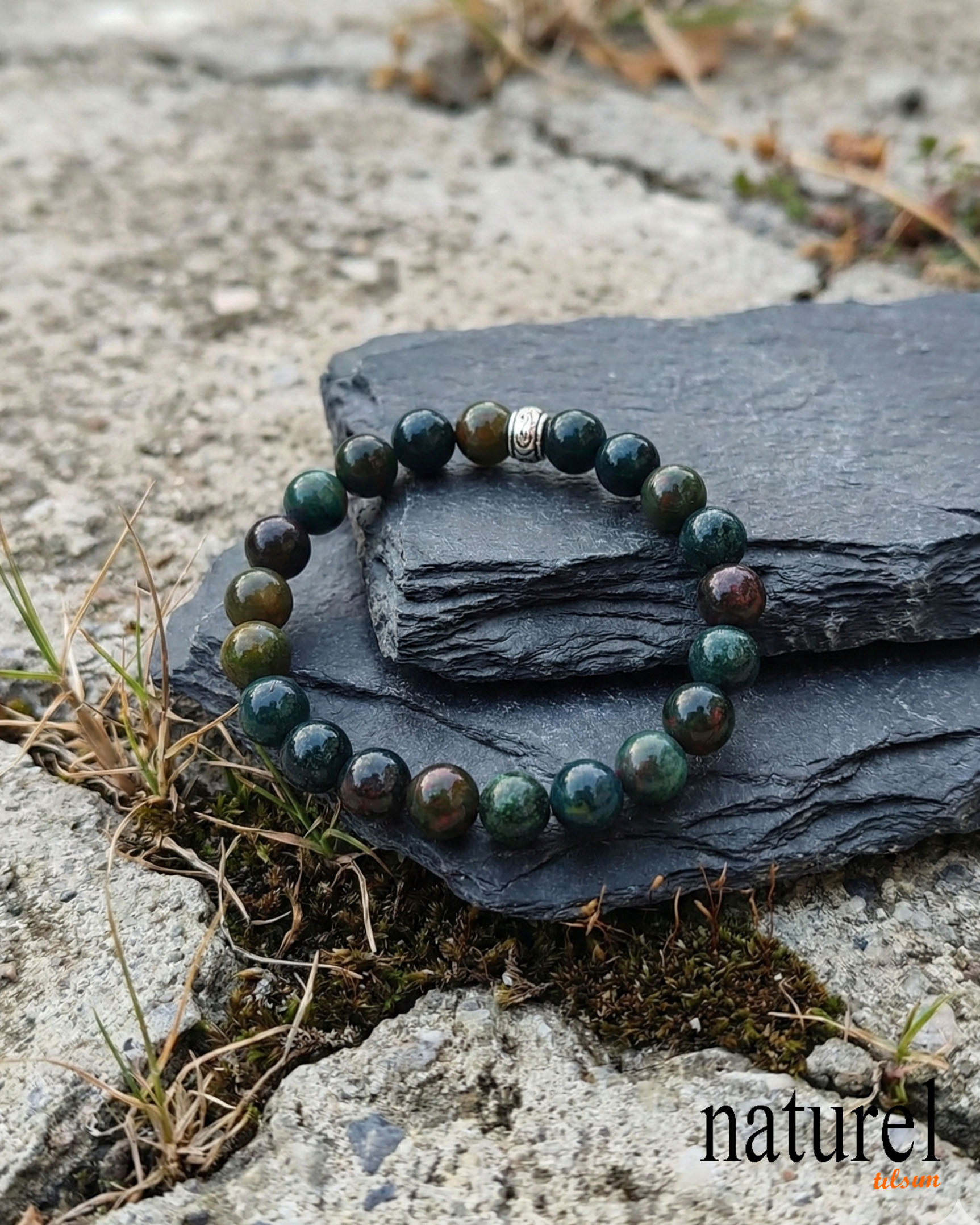 Kan Taşı 8mm Doğal Taş Unisex Bileklik