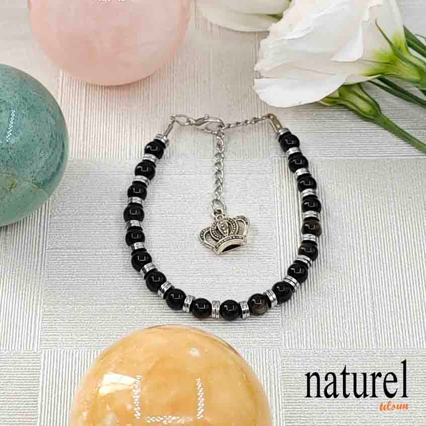 Obsidyen Doğal Taş 6mm Bileklik