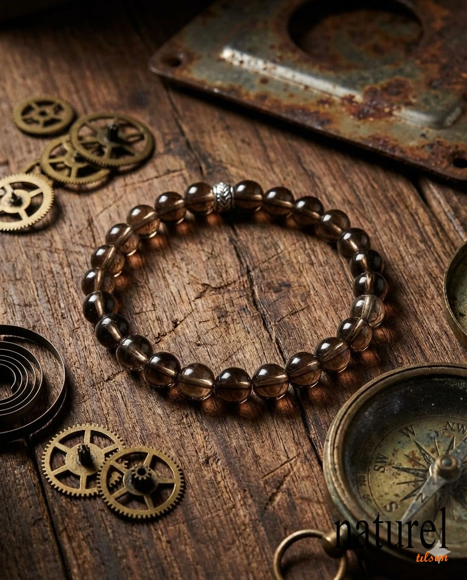 Orijinal Dumanlı Kuvars 8mm Doğal Taş Unisex Bileklik