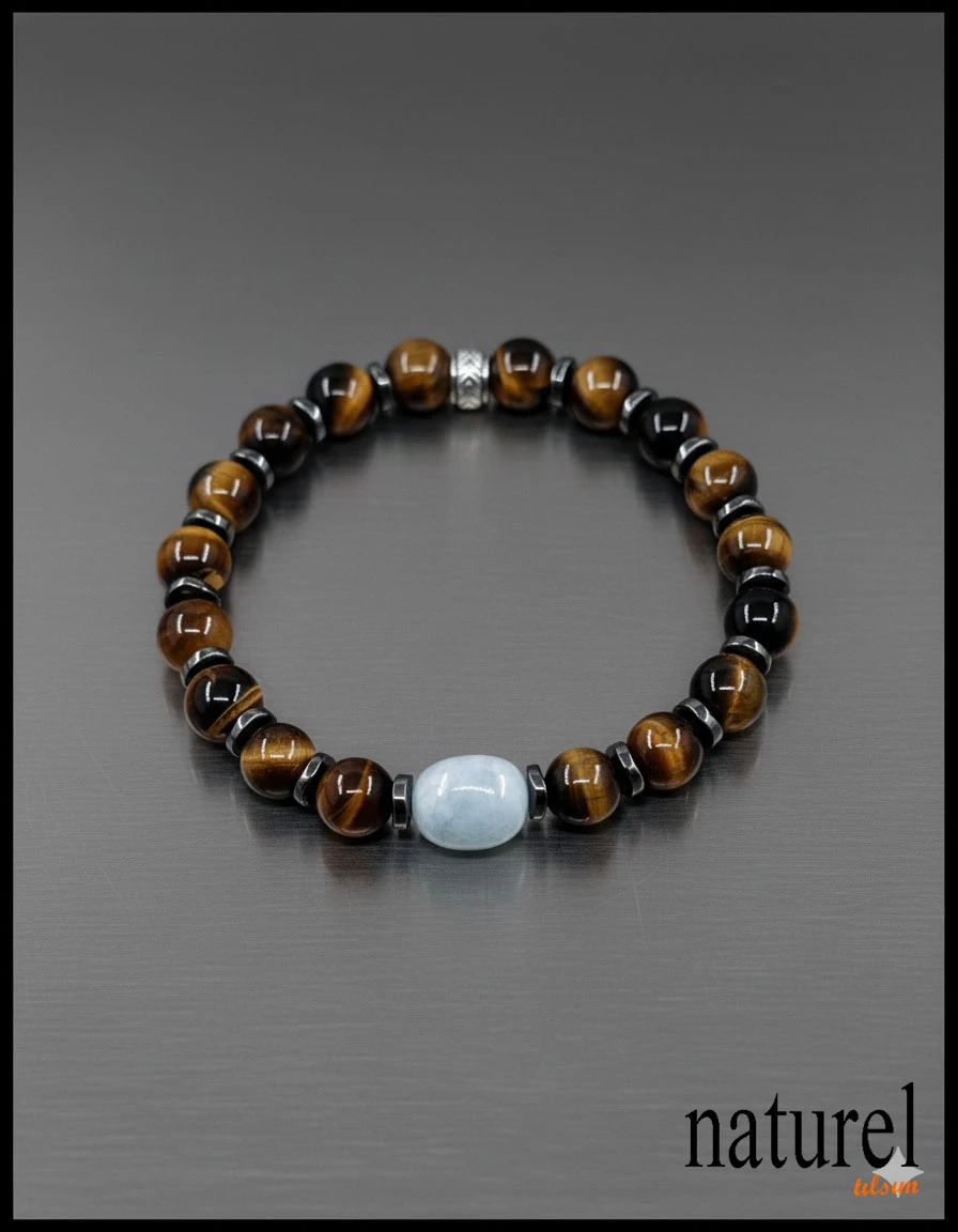 Kaplan Gözü 8mm Doğal Taş Bileklik