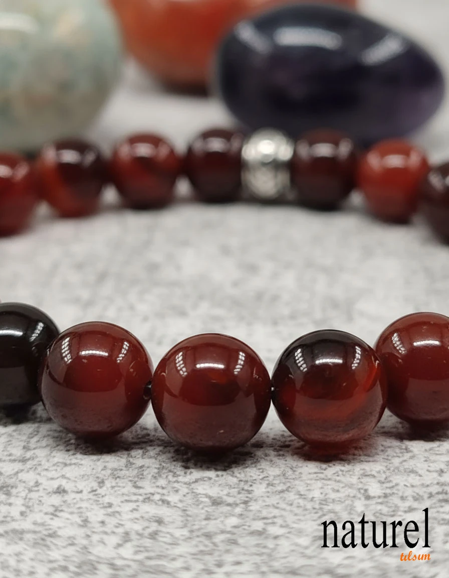 Akik 8mm Doğal Taş Unisex Bileklik